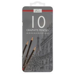 Komplet svinčnikov za skiciranje v pločevinasti škatli 10 kosov
