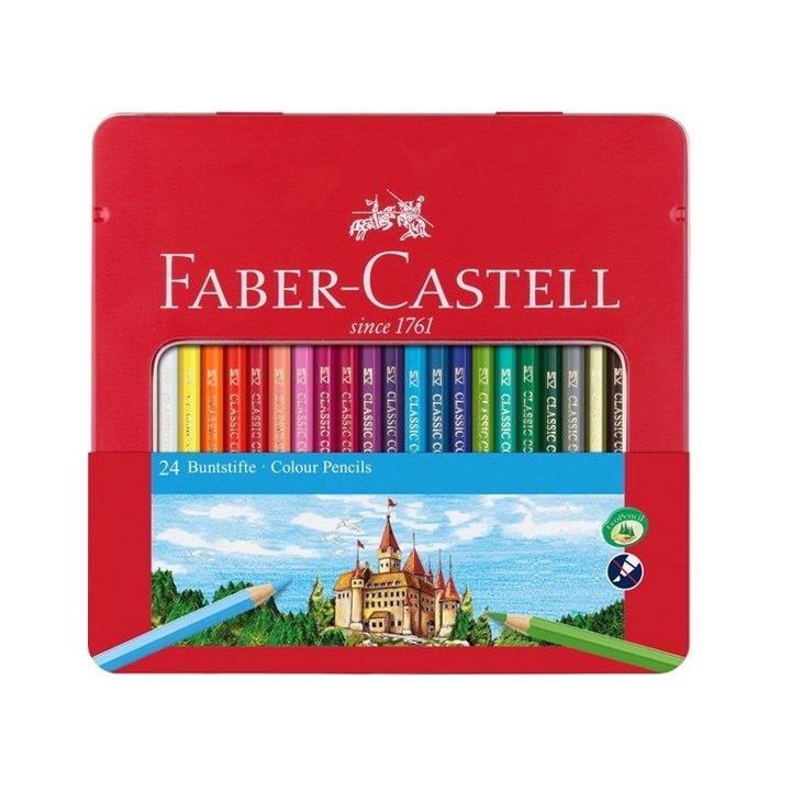Barvice Faber-Castell set 24 barv v kovinski škatli z odprtino