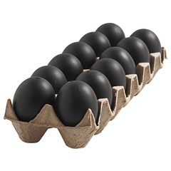 Črni plastični jajčki - 12 kosov / 6 cm