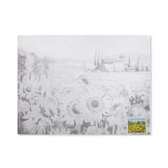 Platno na kartonu s skico umetniškega dela Sunflowers
