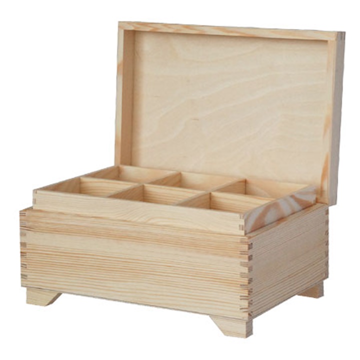 Velika lesena škatlica s pregradami